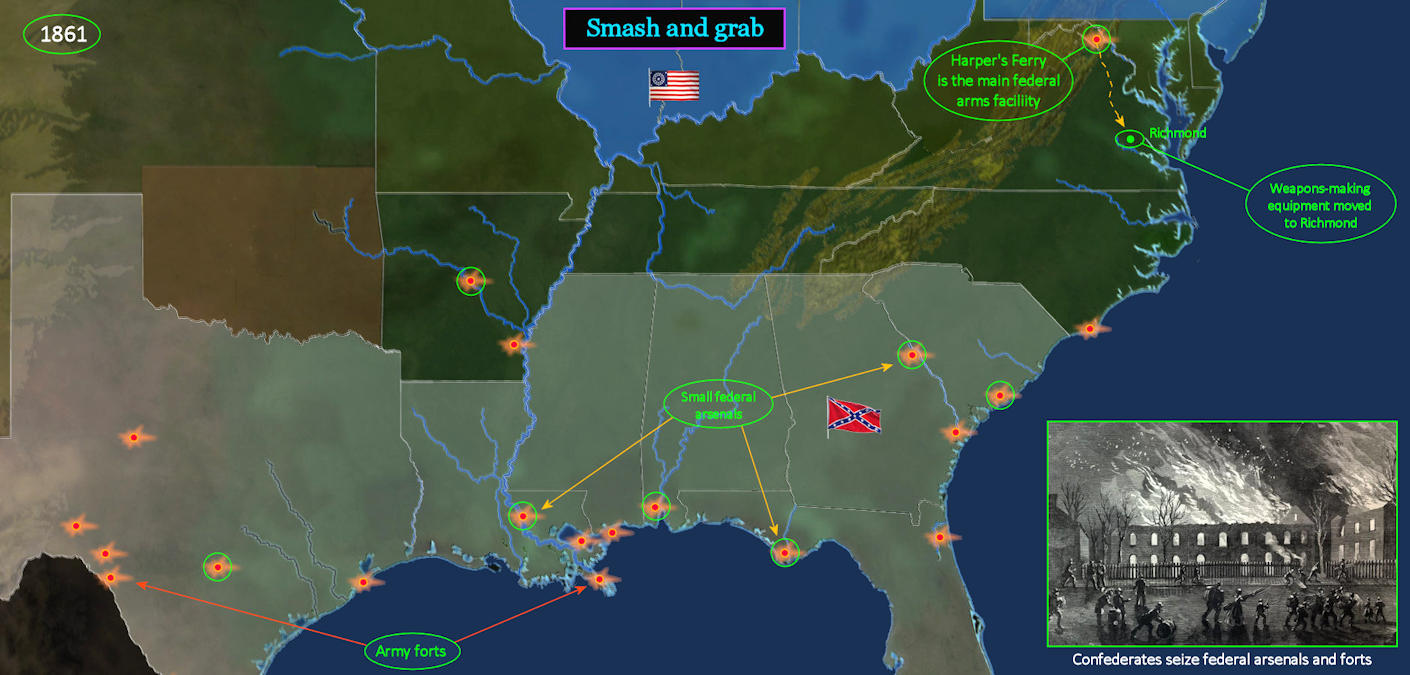 South seizes forts and arsenals, 1861